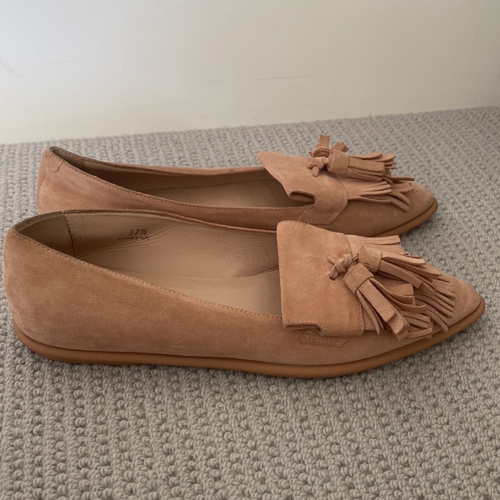 Tod’s pink suede tassel loafers